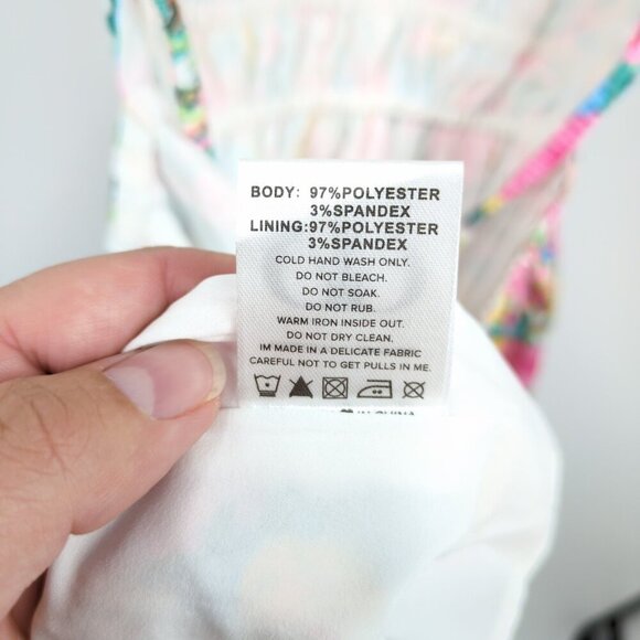 New‎ Beginning Boutique Genovia Floral Mini Dress Women's 8 Pink Green Yellow - Picture 10 of 16